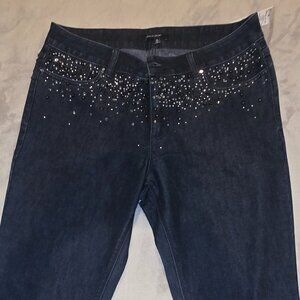Black and Silver Rhinestone Embellished Jeans - Chaus Sport